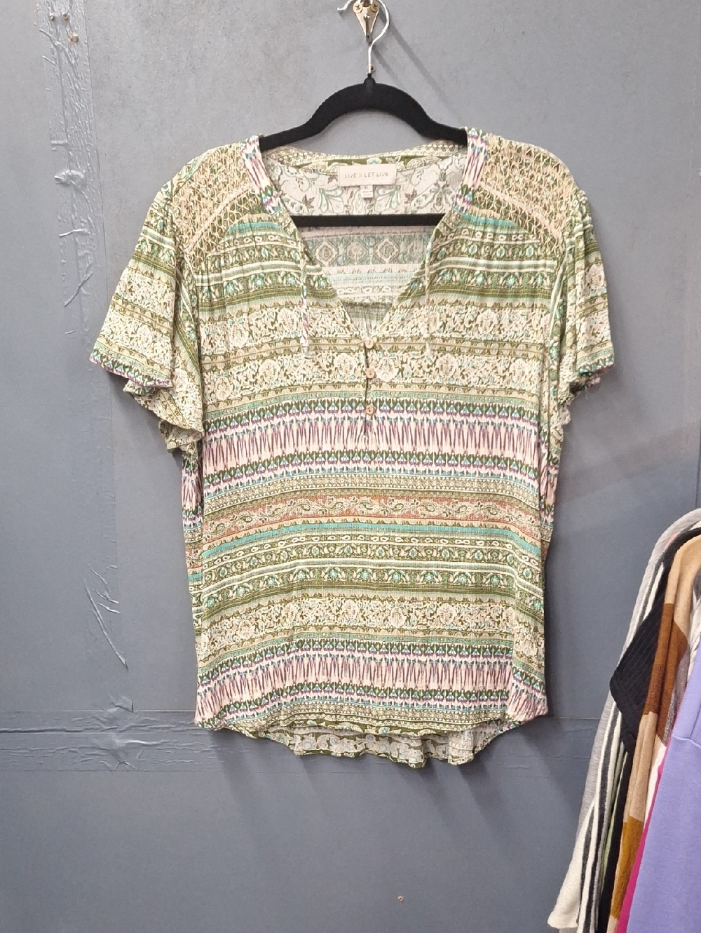 Lightweight Multicolor Printed Short-Sleeve Top -